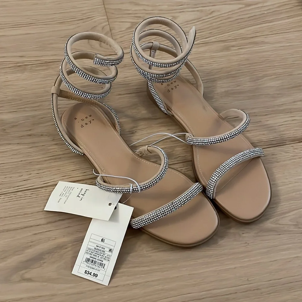 A new day silver Althea ankle wrap embellished sandals